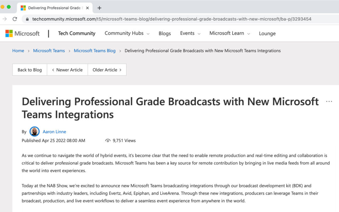 Microsoft announced a partnership with LiveArena/AI Producer at the NAB Show